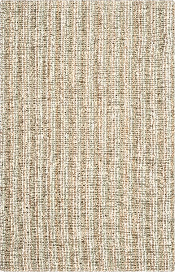 SAFAVIEH Area Rug 4x6 - Natural Fiber Collection - Sage & Natural Brown, Handmade Jute, Farmhouse Style, Chunky Textured Thick Pile (NF447S)