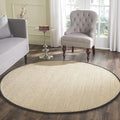 SAFAVIEH Area Rug 4' Round - Natural Fiber Collection - Maize & Black, Sisal, Woven Design with Border (NF141A)