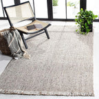 SAFAVIEH Natural Fiber Collection Accent Rug - 4' x 6', Silver & Natural, Handmade Woven Fringe Jute, Ideal for High Traffic Areas in Entryway, Living Room, Bedroom (NF826G)