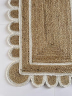 Scallop Pattern Jute Bohemian Area Rug (Off White, 2'x3')