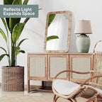 Barnyard Designs Rattan Bathroom Mirror – Rustic Farmhouse Style Handmade Wicker Rattan Frame - Boho Mirror for Nursery Wall Décor (24" x 36", Rectangular)