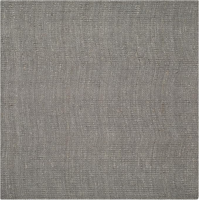 SAFAVIEH Area Rug 6' Square - Natural Fiber Collection - Light Grey, Handmade Jute, Farmhouse Style, Chunky Textured Thick Pile (NF447G)