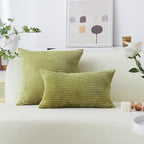 Home Brilliant Spring Pillow Covers 20x20 inch Solid Supersoft Corduroy Stripes Square Throw Pillow Cushion Covers for Home Sofa Couch Decor, 50x50cm, 20 x 20 Inch, Grass Green