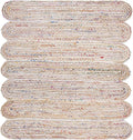 SAFAVIEH Cape Cod Collection Area Rug - 6' Square, Ivory & Multi, Handmade Braided Jute & Cotton, Ideal for High Traffic Areas in Living Room, Bedroom (CAP208A)