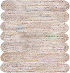 SAFAVIEH Cape Cod Collection Area Rug - 6' Square, Ivory & Multi, Handmade Braided Jute & Cotton, Ideal for High Traffic Areas in Living Room, Bedroom (CAP208A)