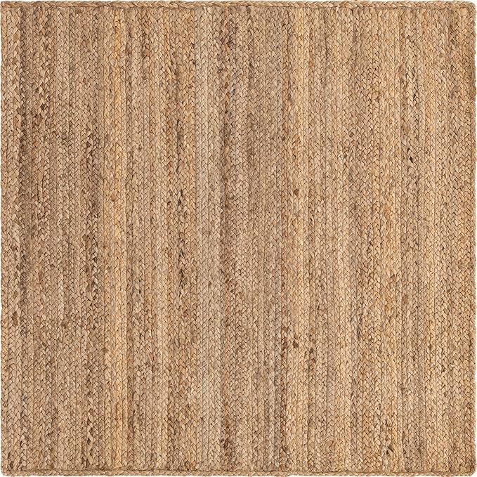 Unique Loom Braided Jute Collection Area Rug - Dhaka (4' 1" Square, Natural)