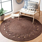 SAFAVIEH Area Rug 3' Round - Natural Fiber Collection - Brown, Handmade Jute, Boho Farmhouse Braided Design (NF364T)