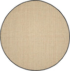 Safavieh Area Rug 10' Round - Natural Fiber Collection - Large - Natural & Black, Seagrass, Basketweave Pattern with Border (NF114C)