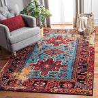 SAFAVIEH Area Rug 8x10 - Vintage Hamadan Collection - Large - Red & Light Blue, Traditional Persian Design, Non-Shedding & Easy to Clean, Ideal for Living Room, Bedroom, Dining Space (VTH211Q)