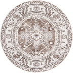 SAFAVIEH Vintage Hamadan Collection Area Rug - 6'7" Round, Brown & Ivory, Traditional Persian Design, Non-Shedding & Easy to Clean, Ideal for Living Room, Bedroom, Dining Space (VTH211T)
