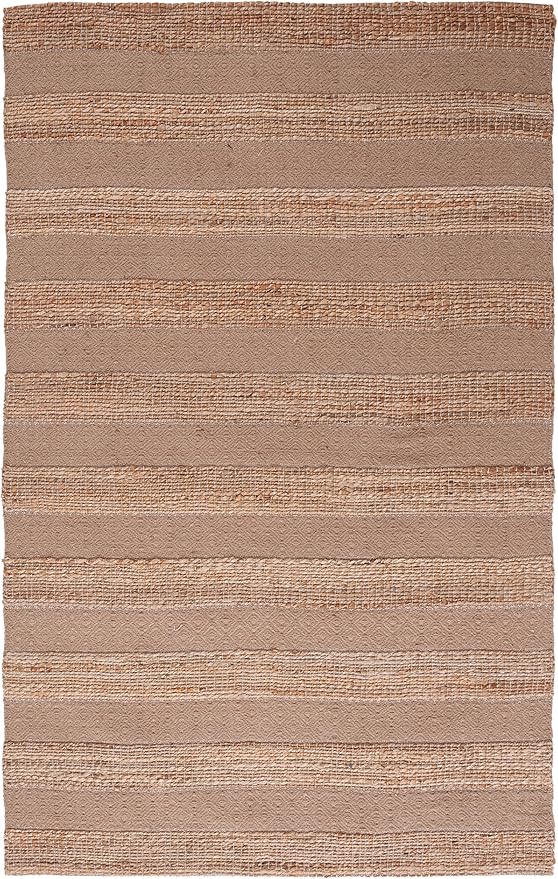 SAFAVIEH Natural Fiber Collection Area Rug - 6' x 9', Taupe & Natural, Handmade Boho Farmhouse Rustic Jute & Cotton Jute, Ideal for High Traffic Areas in Living Room, Bedroom (NFB653E)