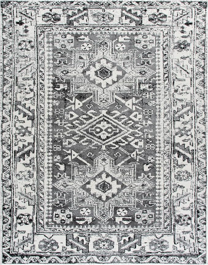 SAFAVIEH Area Rug 8x10 - Vintage Hamadan Collection - Large - Grey & Ivory, Traditional Persian Design, Non-Shedding & Easy Cleaning, Ideal for Living Room, Bedroom, Dining Space (VTH211G)