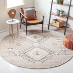 SAFAVIEH Kilim Collection 7' Round Grey/Black KLM762F Handmade Flatweave Premium Jute Entryway Foyer Living Room Bedroom Kitchen Area Rug