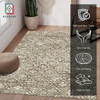 RUGSURE Washable Area Rugs, 3' x 5 ' - 1/6 Thick - Stain & Water Resistant Non-Slip - Perfect Resistant Rug for Living Room, Bedroom, Nursery, Pet & Child Friendly, Vibrant Colors Rugs, Brown