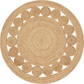 Savi Home Hand Woven Jute Braided Dot Rug, 6' Round - Natural, Reversible Area Rugs for Living Room, Farmhouse, Kitchen, Handcrafted 6 Feet Round Area Rugs - Natural