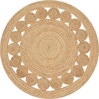 Savi Home Hand Woven Jute Braided Dot Rug, 6' Round - Natural, Reversible Area Rugs for Living Room, Farmhouse, Kitchen, Handcrafted 6 Feet Round Area Rugs - Natural