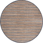 SAFAVIEH Natural Fiber Collection Area Rug - 7' Round, Navy & Natural, Flatweave Jute & Cotton, Ideal for The Entryway, Living Room, Foyer, Bedroom (NFB655N)