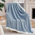 Joiedomi Throw Blanket for Couch Bed Sofa, Blue Knitted Blankets Gifts for Women Mom Girls, Cozy Cute Soft Throw Home Room Decor Aesthetic for Women Mothers Birthday Gifts 50x70 Inches