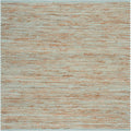 SAFAVIEH Cape Cod Collection Area Rug - 6' Square, Turquoise & Natural, Handmade Jute & Cotton, Ideal for Living Room, Bedroom, Dining Space (CAP236K)