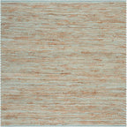 SAFAVIEH Cape Cod Collection Area Rug - 6' Square, Turquoise & Natural, Handmade Jute & Cotton, Ideal for Living Room, Bedroom, Dining Space (CAP236K)