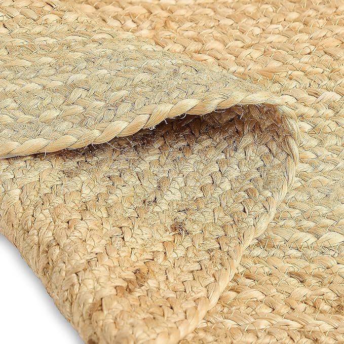 · REDEARTH · Oval Area Rug - 2'x3' Braided Natural Jute with Non-Skid Backing - Handwoven Boho Rug for Bedroom, Kitchen, Living Room - Farmhouse Aesthetic Home Decor - Durable Handmade Rug