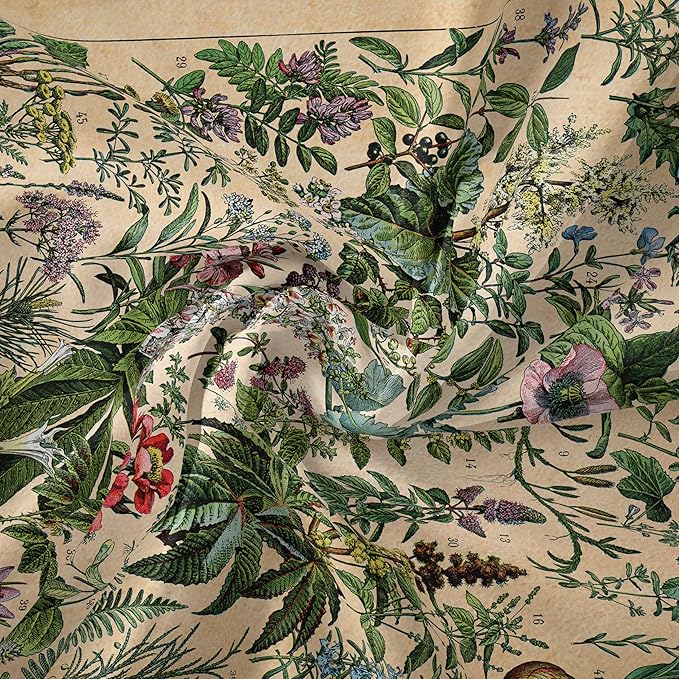 Vintage Flowers Tapestry 48”x36”, Long Vertical Wall Hanging Reference Illustrative Botanical Tapestries for Bedroom Aesthetic Floral Tapistry Botanical Plants Tapestry Wall Hanging Cute Bedroom Decor