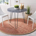 SAFAVIEH Natural Fiber Collection 6' Round Fuchsia NF266G Handmade Boho Diamond Tassel Jute Area Rug