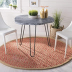 SAFAVIEH Natural Fiber Collection 6' Round Fuchsia NF266G Handmade Boho Diamond Tassel Jute Area Rug