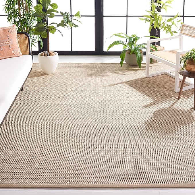 SAFAVIEH Area Rug 10x14 - Natural Fiber Collection - Large - Marble & Linen Color, Sisal, Woven Design with Border (NF143B)