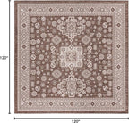 Rugs.com Outdoor Aztec Collection Rug – 10 Ft Square Brown Flatweave Rug Perfect for Living Rooms, Kitchens, Entryways