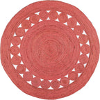 SAFAVIEH Area Rug 6' Round - Natural Fiber Collection - Rust, Handmade Jute, Boho Farmhouse Braided Design (NF364P)