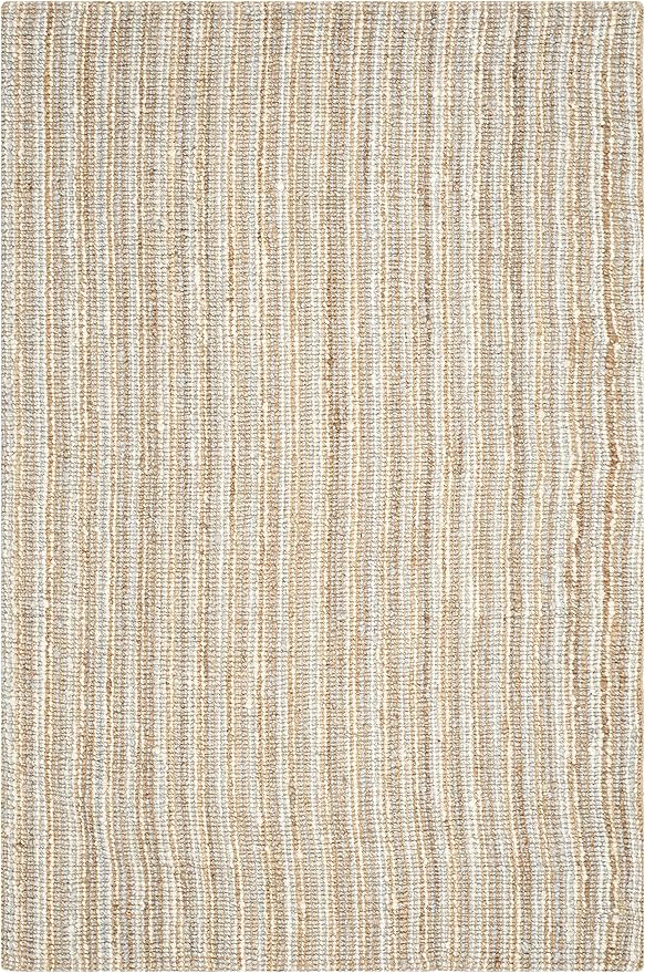 SAFAVIEH Area Rug 6x9 - Natural Fiber Collection - Grey & Natural Brown, Handmade Jute, Farmhouse Style, Chunky Textured Thick Pile (NF447K)