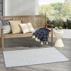 Nourison Home Courtyard Ivory Blue 3' x 5' Area Rug - Easy Clean, Non Shedding, Bed Room, Living Room, Dining Room, Kitchen (3' x 5')