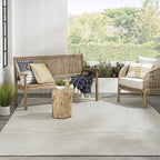 Nourison Home Courtyard Ivory Charcoal 9' x 12' Area Rug - Easy Clean, Non Shedding, Bed Room, Living Room, Dining Room, Kitchen (9' x 12')