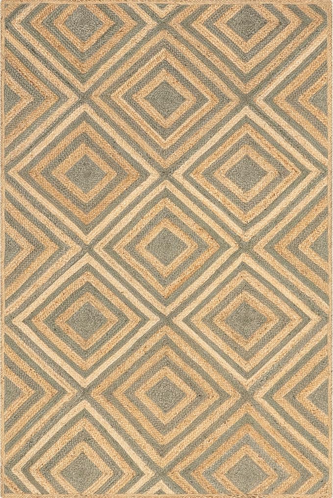 Rugs USA Dogwood Tiled Jute Area Rug, 5x8, Natural