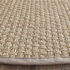 SAFAVIEH Area Rug 10' Round - Natural Fiber Collection - Large - Natural & Grey, Seagrass, Basketweave Pattern with Border (NF114P)