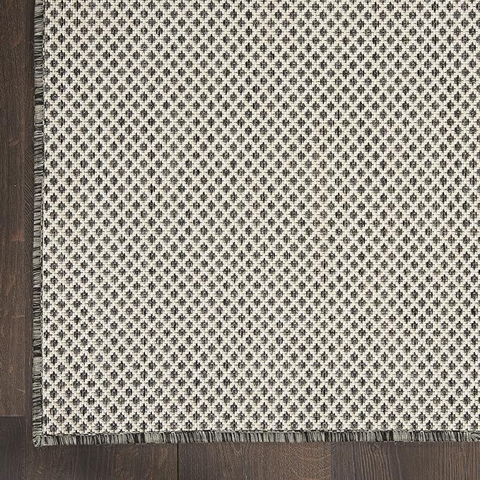 Nourison Home Courtyard Ivory Charcoal 9' x 12' Area Rug - Easy Clean, Non Shedding, Bed Room, Living Room, Dining Room, Kitchen (9' x 12')