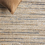SAFAVIEH Cape Cod Collection Accent Rug - 4' x 6', Blue & Beige, Handmade Denim & Jute, Ideal for The Living Room, Dining, Bedroom (CAP153M)
