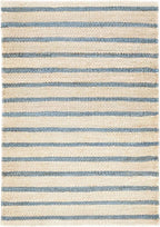 Dash and Albert Moana Jute Area Rug - 3' x 5' Blue Stripe Handwoven Accent Rug - Durable, Eco-Friendly, High Traffic Areas Hallway, Stairs, Living Room