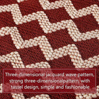 NTBAY Acrylic Knitted Throw Blanket, Lightweight and Soft Cozy Decorative Woven Blanket with Tassels for Travel, Couch, Bed, Sofa, 51x67 Inches, Red and White Striped