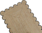Scalloped Natural Jute Area Rug, Black Trim, 5'x8'