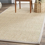 SAFAVIEH Area Rug 3x5 - Natural Fiber Collection - Natural & Grey, Seagrass, Basketweave Pattern with Border (NF114P)