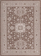 Rugs.com Outdoor Aztec Collection Rug – 8' x 11' Brown Flatweave Rug Perfect for Living Rooms, Large Dining Rooms, Open Floorplans