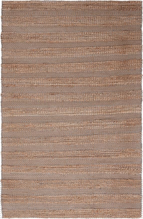 SAFAVIEH Natural Fiber Collection Area Rug - 6' x 9', Grey & Natural, Handmade Boho Farmhouse Rustic Jute & Cotton Jute, Ideal for High Traffic Areas in Living Room, Bedroom (NFB654F)