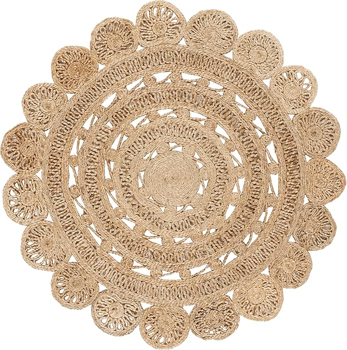 SAFAVIEH Natural Fiber Collection Area Rug - 10' Round, Natural, Handmade Boho Charm Braided Jute, Ideal for High Traffic Areas in Living Room, Bedroom (NF805B)