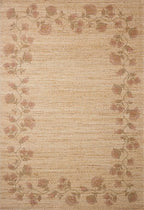 Loloi Chris Loves Julia Rue Collection RUE-05 Natural/Multi 8'-6" x 11'-6" Area Rug Jute Neutral Floral Living Room Bedroom Rug