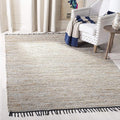 SAFAVIEH Vintage Leather Collection Accent Rug - 4' x 6', Silver, Handmade Boho Fringe Leather & Jute, Ideal for High Traffic Areas in Entryway, Living Room, Bedroom (VTL203G)
