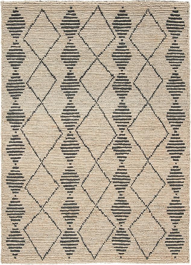 SAFAVIEH Bohemian Collection 5' x 8' Beige / Black BOH703Z Handmade Moroccan Tribal Jute Area Rug