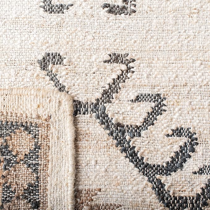 SAFAVIEH Kilim Collection Area Rug - 10' x 14', Ivory & Black, Handmade Flatweave Boho Tribal Jute, Ideal for Living Room, Bedroom, Dining Room (KLM762A-10)