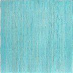 Unique Loom Braided Jute Collection Area Rug - Dhaka (8' Square, Turquoise)